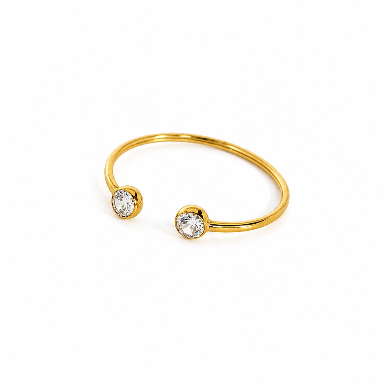 Double Stone Gold Thin Wrist Bangle Bracelet