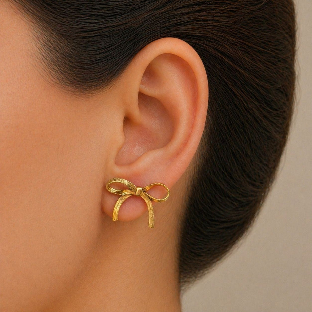 Bow Tie Gold Earrings