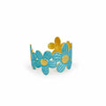 Blue Daisy Bangle Bracelet (Adjustable Size)