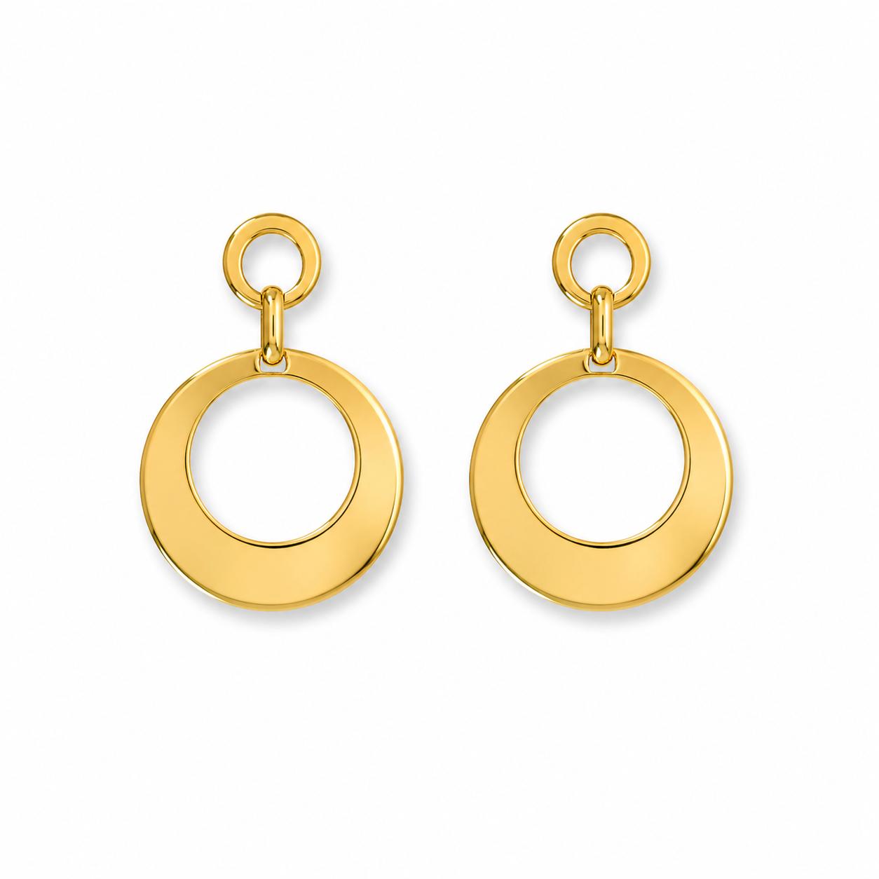 Round Hanging Gold Earrings