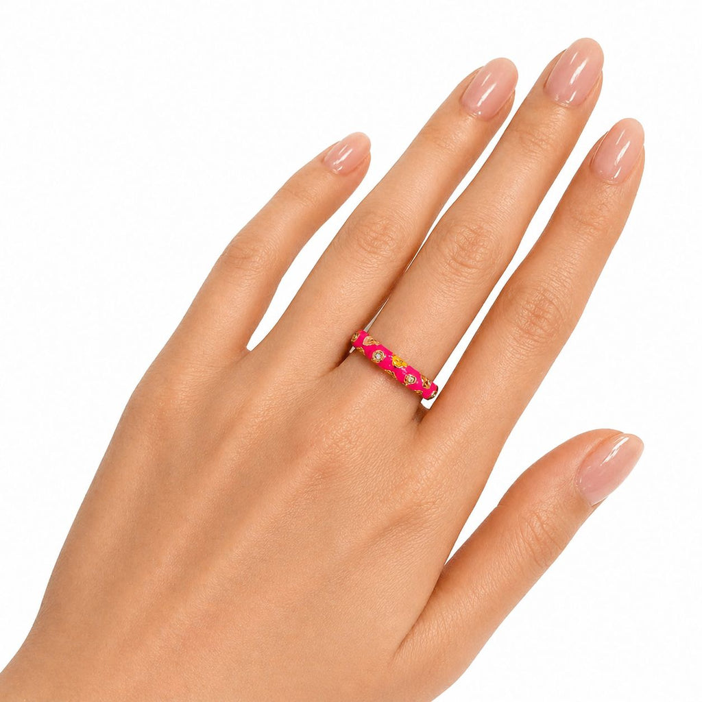 Pink Elegant Stacy Gold Ring (Adjustable size)