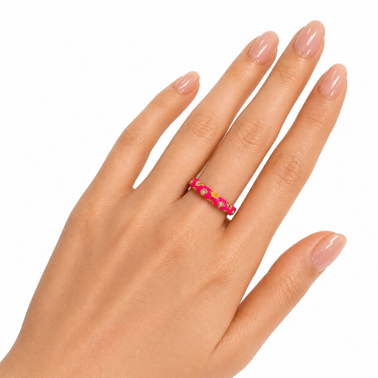 Pink Elegant Stacy Gold Ring (Adjustable size)
