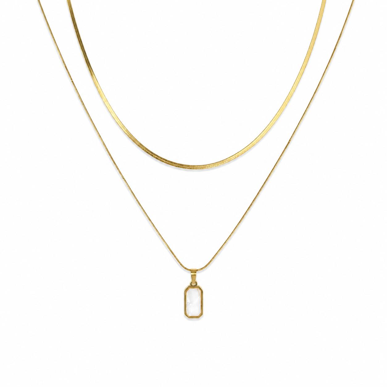 White Layered Snake Chain Gold Necklace