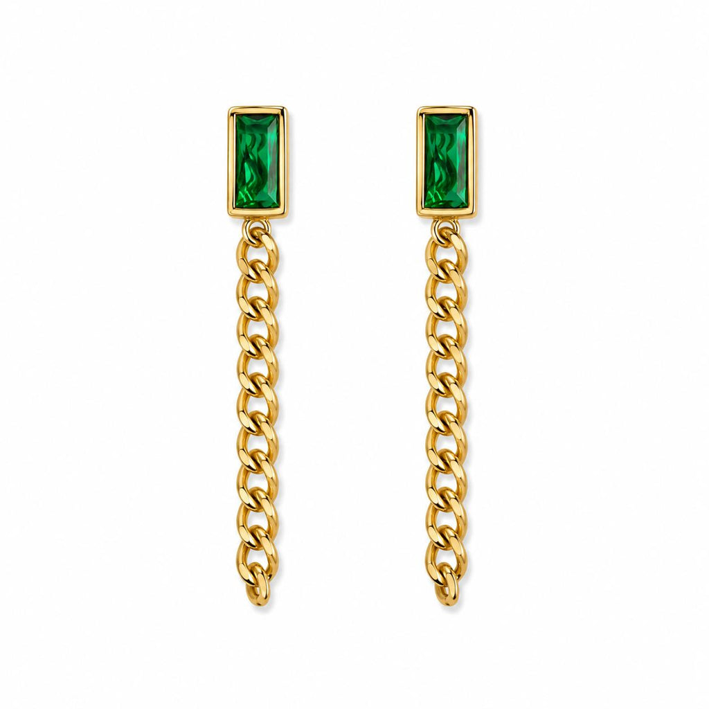 Green Stone Gold Earrings