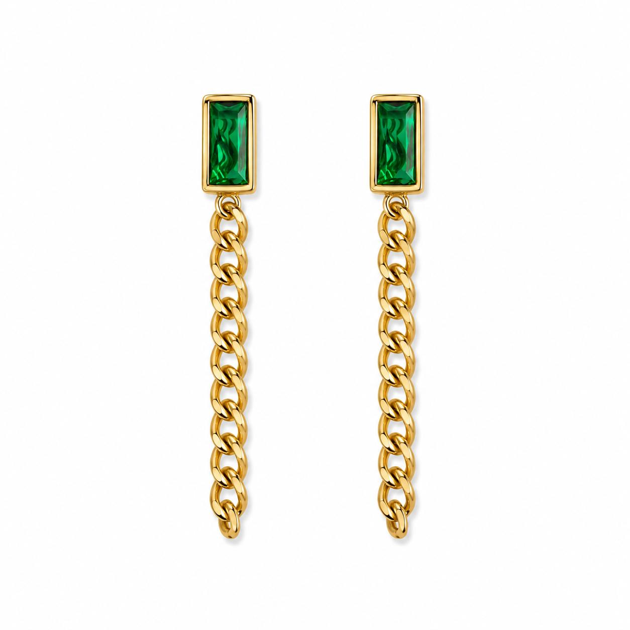 Green Stone Gold Earrings