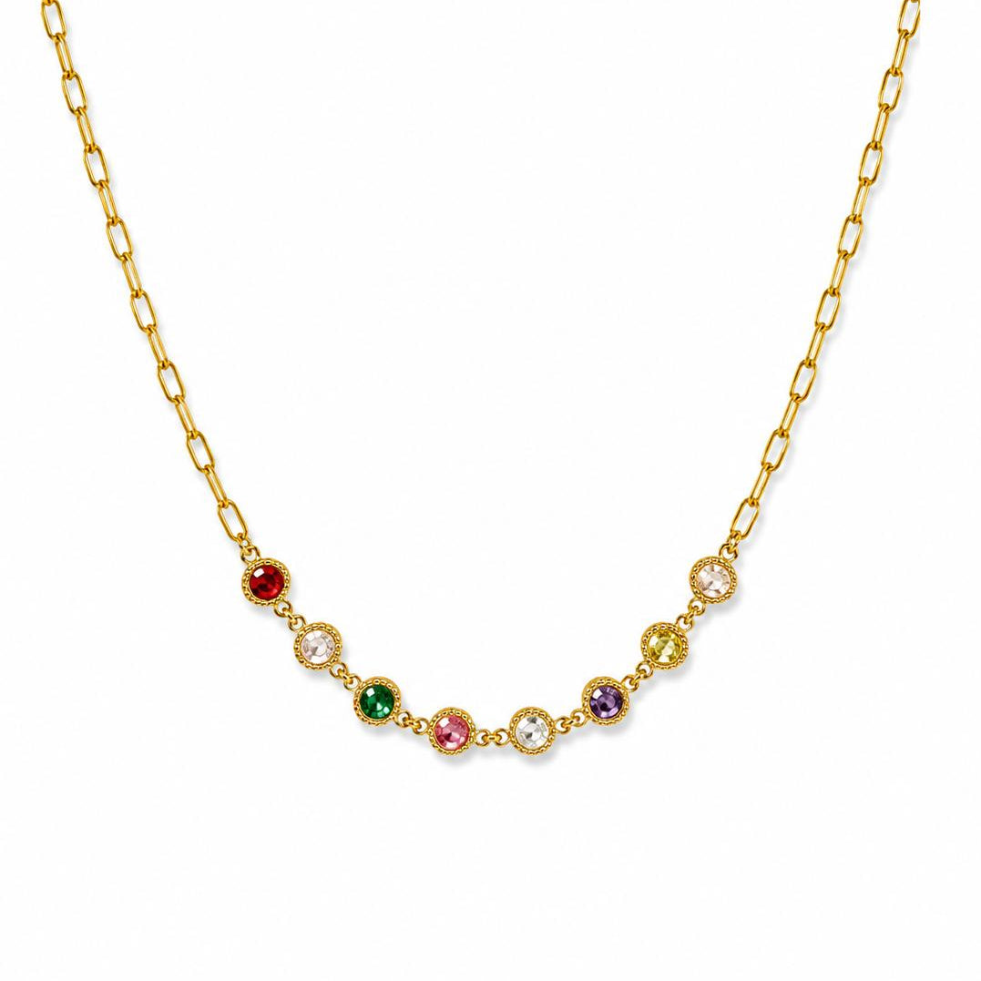 Multi Stone Gold Necklace