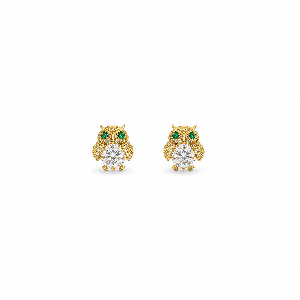 Owl Stone Gold Earrings
