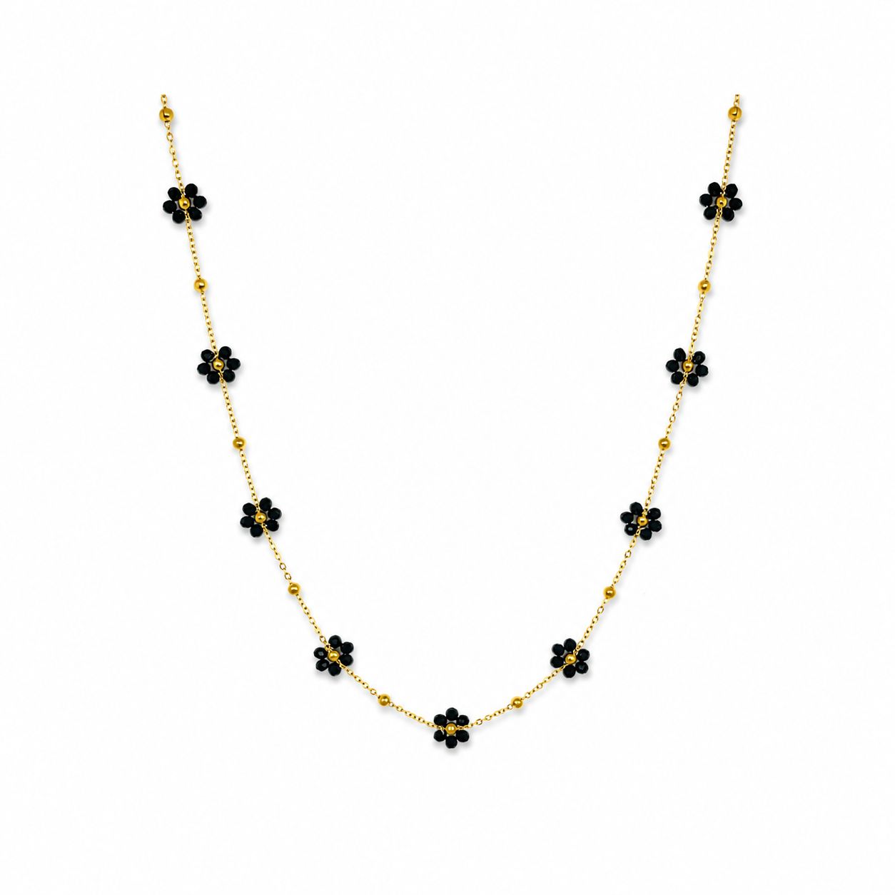 Black Daisy Gold Necklace