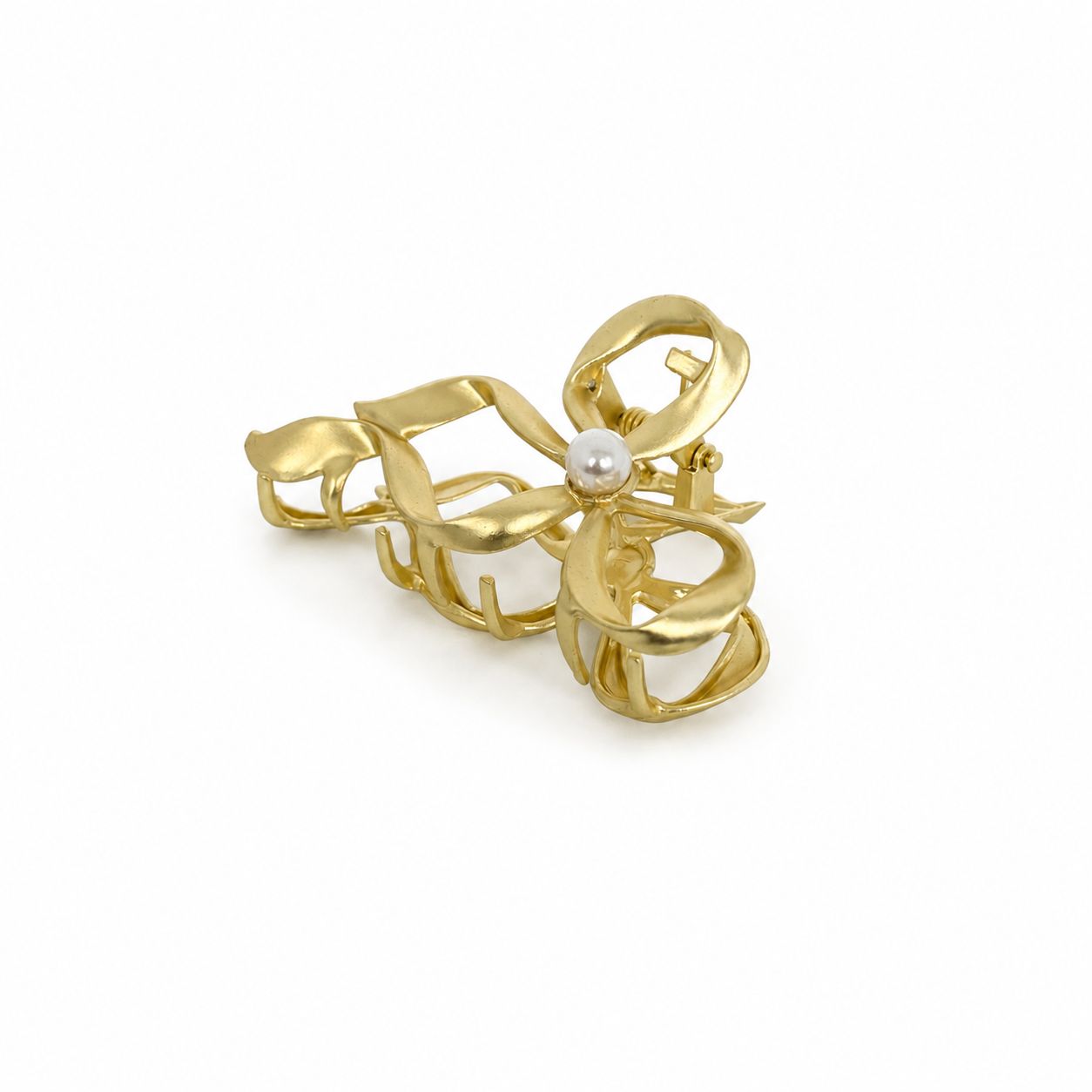 Pearl Bow Gold Clip