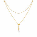 Butterfly Pearl Layered Gold Necklace